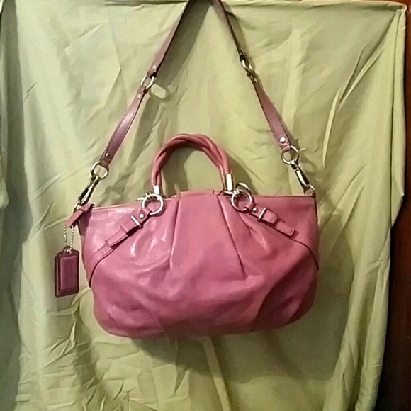 Sophia Madison Pleated Mauve Leather Satchel - Picture 1 of 11